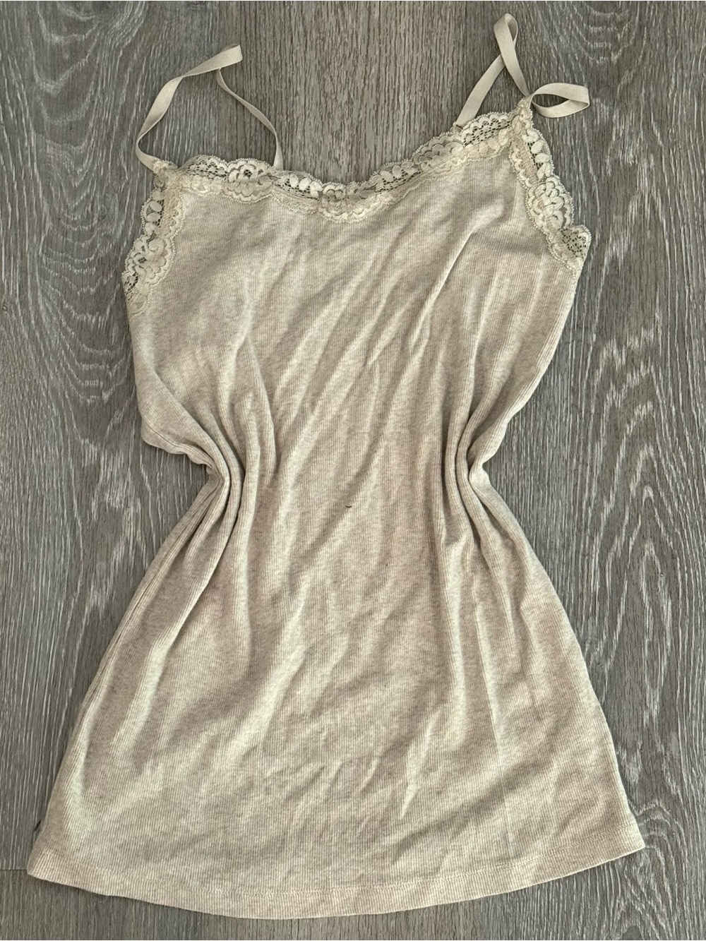 Faded Glory Beige Lace Trim Tank Top